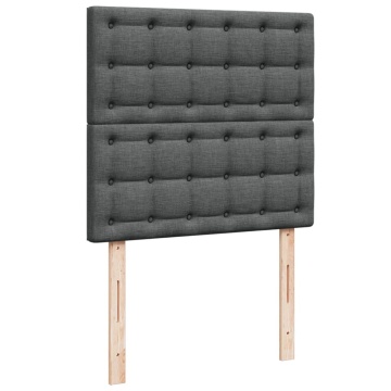 Pat box spring cu saltea, gri închis, 90x200 cm, textil - Img 7