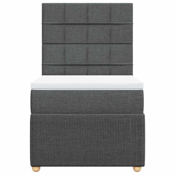 Pat box spring cu saltea, gri închis, 90x200 cm, textil - Img 5
