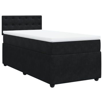 Pat box spring cu saltea, negru, 100x200 cm, catifea - Img 2