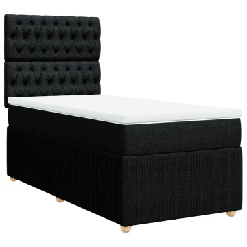 Pat box spring cu saltea, negru, 100x200 cm, textil - Img 3