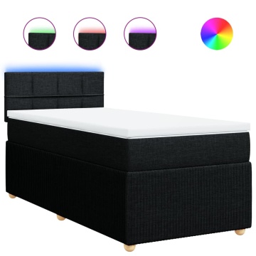 Pat box spring cu saltea, negru, 100x200 cm, textil - Img 2