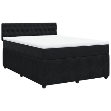 Pat box spring cu saltea, negru, 140x190 cm, catifea - Img 2