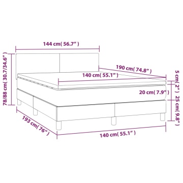 Pat box spring cu saltea, negru, 140x190 cm, catifea - Img 6