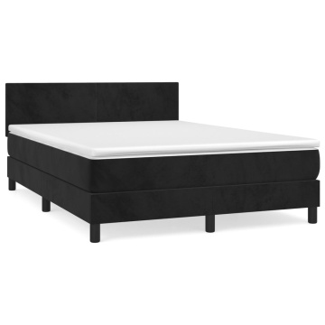 Pat box spring cu saltea, negru, 140x200 cm, catifea - Img 2
