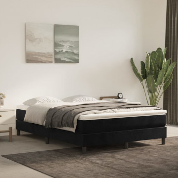 Pat box spring cu saltea, negru, 140x200 cm, catifea - Img 1