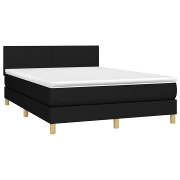 Pat box spring cu saltea, negru, 140x200 cm, textil - Img 3
