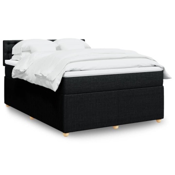 Pat box spring cu saltea, negru, 140x200 cm, textil - Img 1