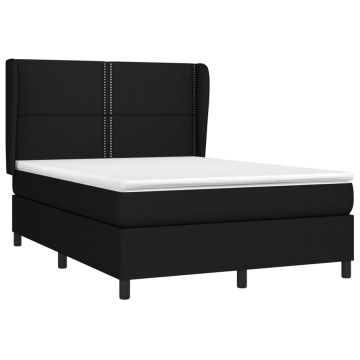 Pat box spring cu saltea, negru, 140x200 cm, textil - Img 3