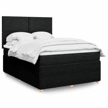 Pat box spring cu saltea, negru, 140x200 cm, textil - Img 1