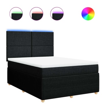 Pat box spring cu saltea, negru, 140x200 cm, textil - Img 2