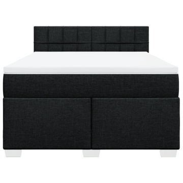 Pat box spring cu saltea, negru, 140x200 cm, textil - Img 4