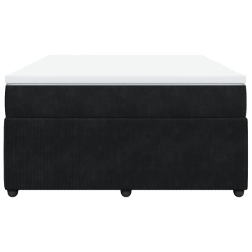 Pat box spring cu saltea, negru, 160x200 cm, catifea - Img 4