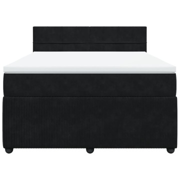 Pat box spring cu saltea, negru, 160x200 cm, catifea - Img 4