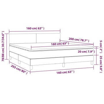 Pat box spring cu saltea, negru, 160x200 cm, catifea - Img 6