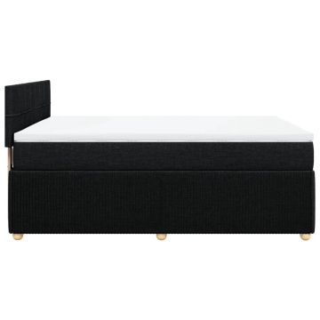 Pat box spring cu saltea, negru, 160x200 cm, textil - Img 6