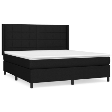 Pat box spring cu saltea, negru, 160x200 cm, textil - Img 2