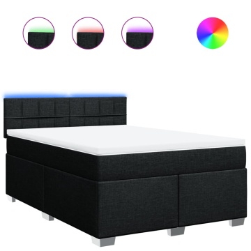 Pat box spring cu saltea, negru, 160x200 cm, textil - Img 2
