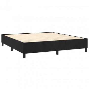 Pat box spring cu saltea, negru, 180x200 cm, catifea - Img 4