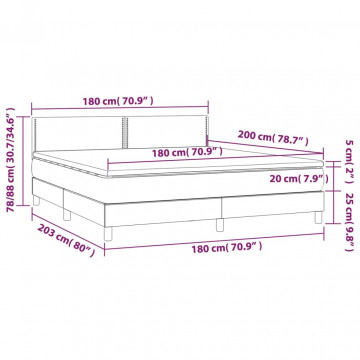 Pat box spring cu saltea, negru, 180x200 cm, piele ecologică - Img 6