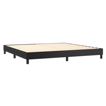Pat box spring cu saltea, negru, 200x200 cm, piele ecologică - Img 4