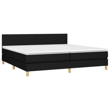 Pat box spring cu saltea, negru, 200x200 cm, textil - Img 3