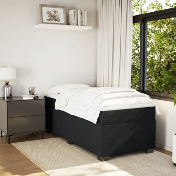 Pat box spring cu saltea, negru, 80x200 cm, catifea - Img 3