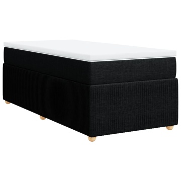 Pat box spring cu saltea, negru, 80x200 cm, textil - Img 2