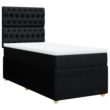 Pat box spring cu saltea, negru, 80x200 cm, textil - Img 2