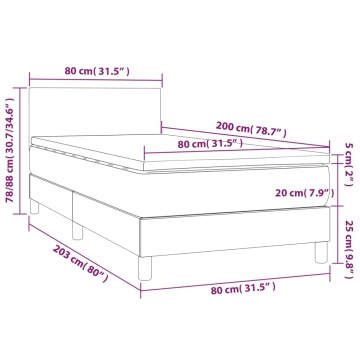 Pat box spring cu saltea, negru, 80x200 cm, textil - Img 6