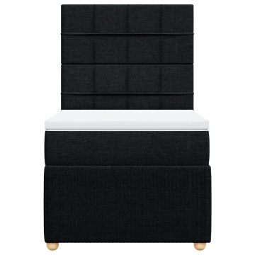 Pat box spring cu saltea, negru, 80x200 cm, textil - Img 5