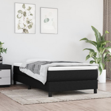 Pat box spring cu saltea, negru, 80x200 cm, textil - Img 1