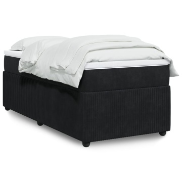 Pat box spring cu saltea, negru, 90x190 cm, catifea - Img 1