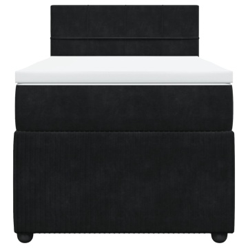 Pat box spring cu saltea, negru, 90x190 cm, catifea - Img 5
