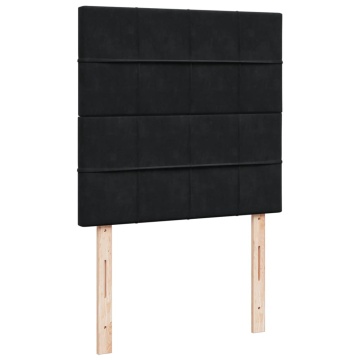 Pat box spring cu saltea, negru, 90x190 cm, catifea - Img 6