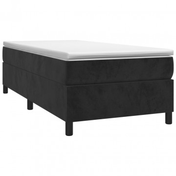 Pat box spring cu saltea, negru, 90x190 cm, catifea - Img 3