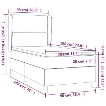 Pat box spring cu saltea, negru, 90x190 cm, textil - Img 6