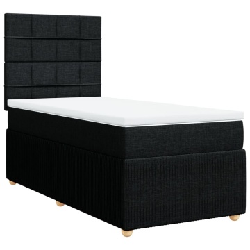 Pat box spring cu saltea, negru, 90x190 cm, textil - Img 2