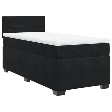 Pat box spring cu saltea, negru, 90x200 cm, catifea - Img 3
