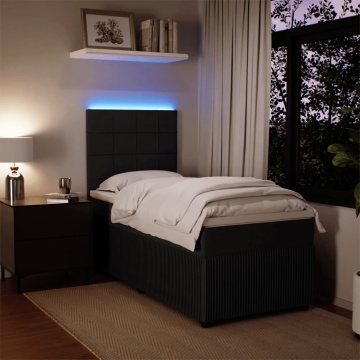 Pat box spring cu saltea, negru, 90x200 cm, catifea - Img 4