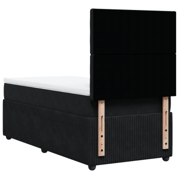 Pat box spring cu saltea, negru, 90x200 cm, catifea - Img 7