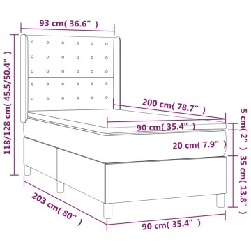 Pat box spring cu saltea, negru, 90x200 cm, catifea - Img 6