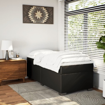 Pat box spring cu saltea, negru, 90x200 cm, piele ecologică - Img 3