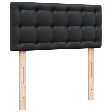 Pat box spring cu saltea, negru, 90x200 cm, piele ecologică - Img 6