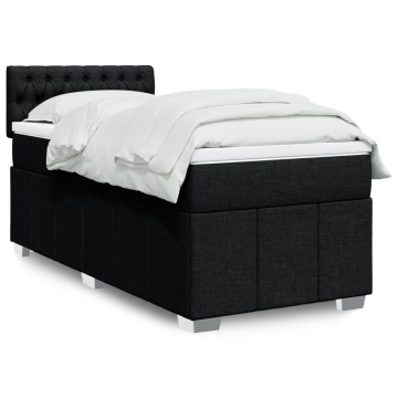 Pat box spring cu saltea, negru, 90x200 cm, textil - Img 1