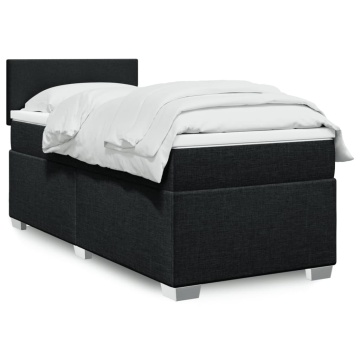 Pat box spring cu saltea, negru, 90x200 cm, textil - Img 1