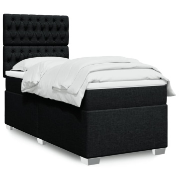 Pat box spring cu saltea, negru, 90x200 cm, textil - Img 1