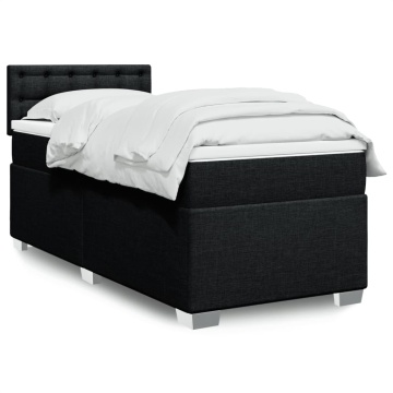 Pat box spring cu saltea, negru, 90x200 cm, textil - Img 1