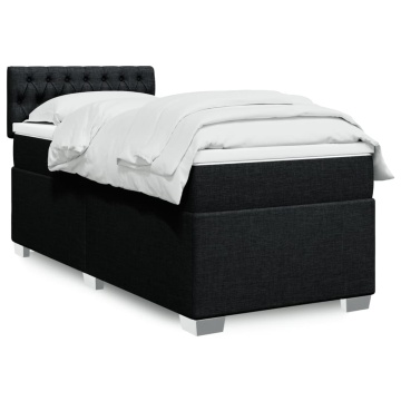 Pat box spring cu saltea, negru, 90x200 cm, textil - Img 1