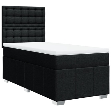 Pat box spring cu saltea, negru, 90x200 cm, textil - Img 2
