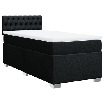 Pat box spring cu saltea, negru, 90x200 cm, textil - Img 3